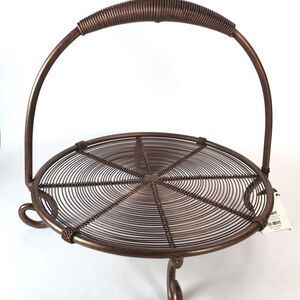 NEW Pier 1 Imports Copper Tone Footed Wire Buffet Server With Handle 10.5" Wide